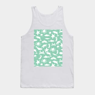 Underwater white silhouette animals world Tank Top